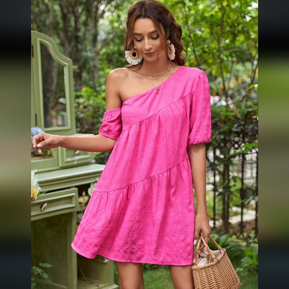 NWOT SHEIN Asymmetrical Neck Smock Dress